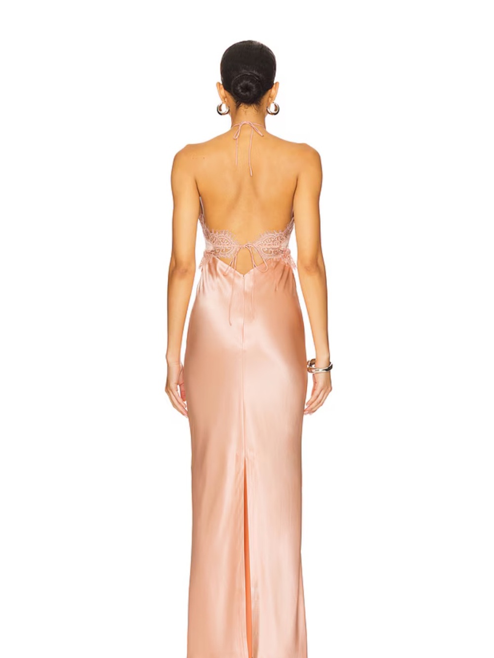 Retrofete Blush Pink Lace-Trim Halter Slip Dress - Picture 3 of 5